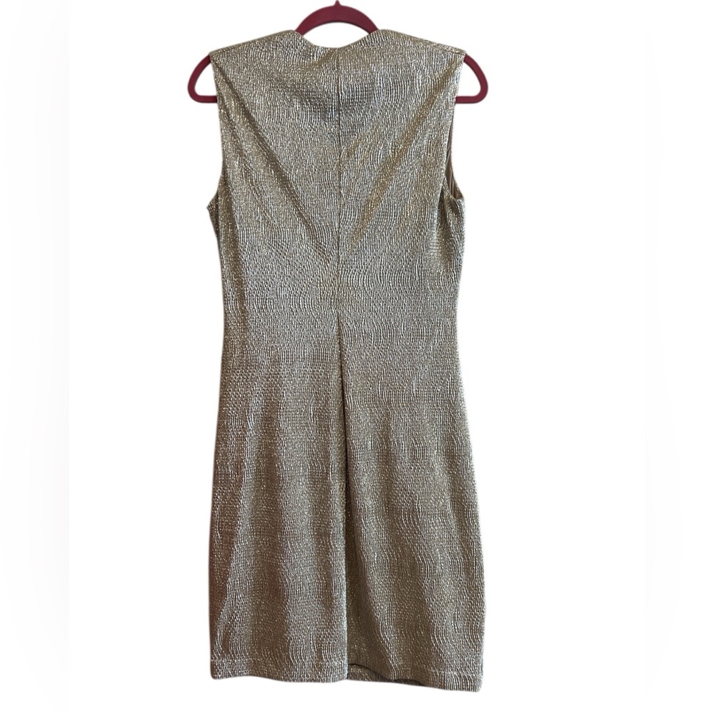 Lauren Ralph Lauren Gold Faux Wrap Sleeveless Dress Size 12P - Picture 2 of 7